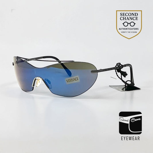 Versace S82/P 94M/189 Blue Mirror Shield Sunglasses-UNWORN VINTAGE-Italy