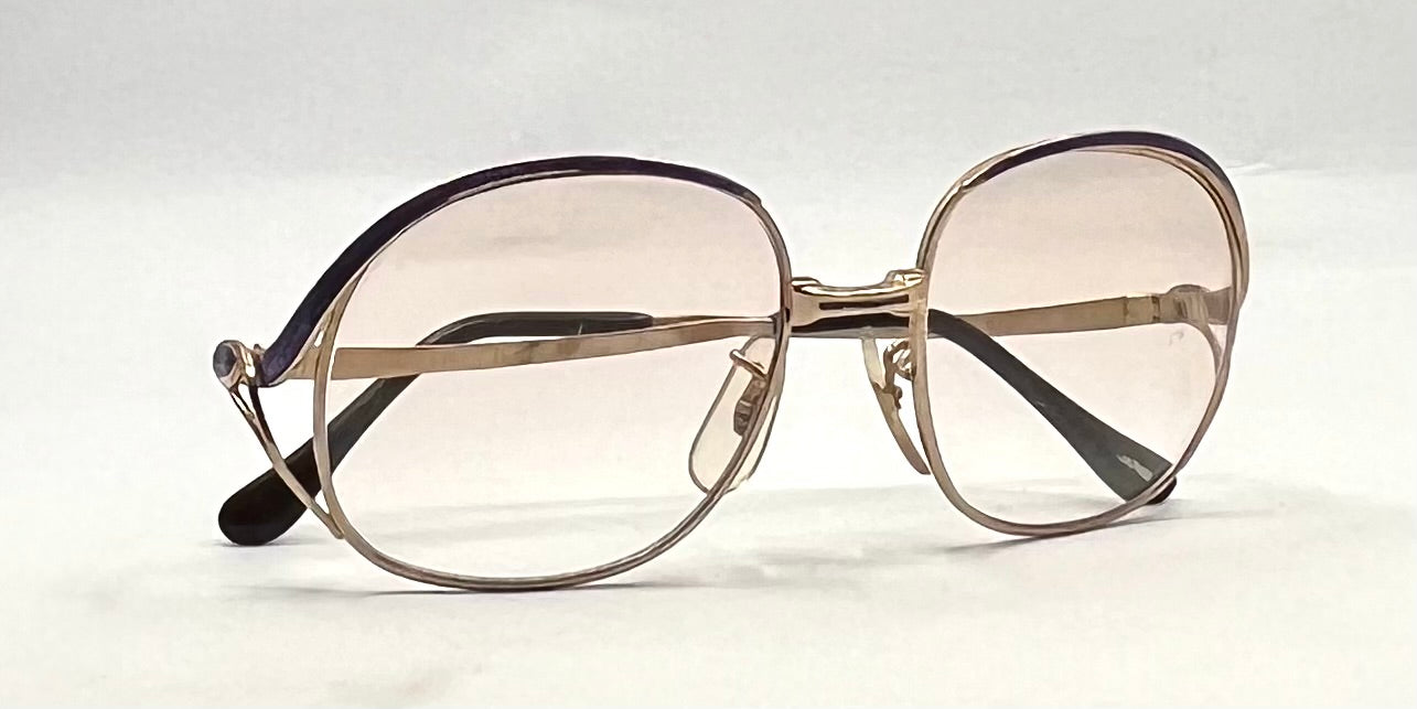 Vintage GILT ISABEL 52-18 Gold Purple Enamel Japan Sunglasses
