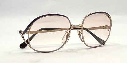 Vintage GILT ISABEL 52-18 Gold Purple Enamel Japan Sunglasses