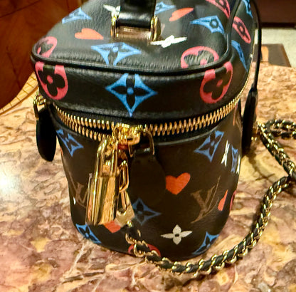 Louis Vuitton - Game On Vanity PM Black Multicolor Hearts Chain Bag Lock LV