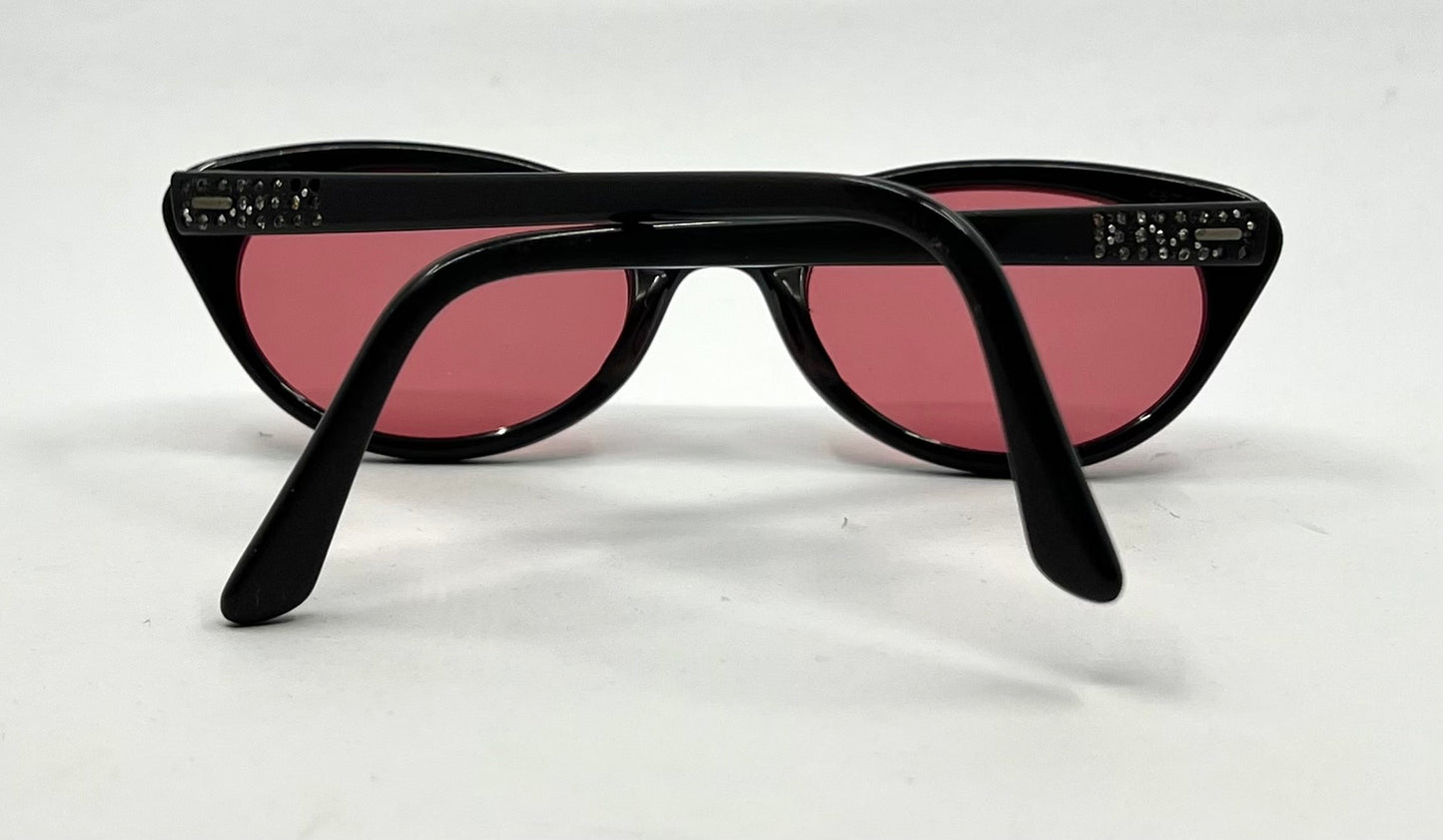 LIBERTY USA Vintage Cat Eye Sunglasses-New Rose Tinted Custom Lenses 1950s
