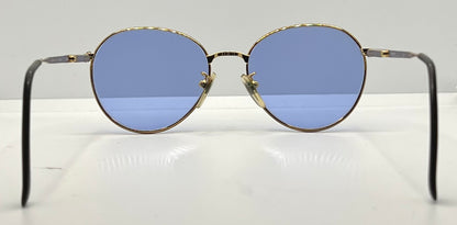 SEMESTER BLOND 081 Japan VINTAGE Sunglasses-Gold Frame w/New, Blue Custom Lenses