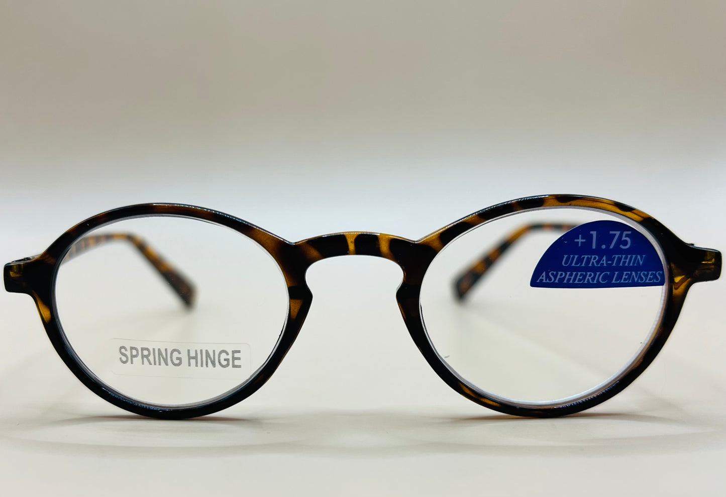 Brand new rounded readers.  Aspheric lenses & spring hinges.  No brand - Great Price