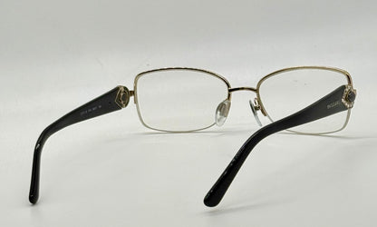 BVLGARI BB2157-B 376 Optical Frames Half Rim Gold Black Italy 55-17-135 w/ Case