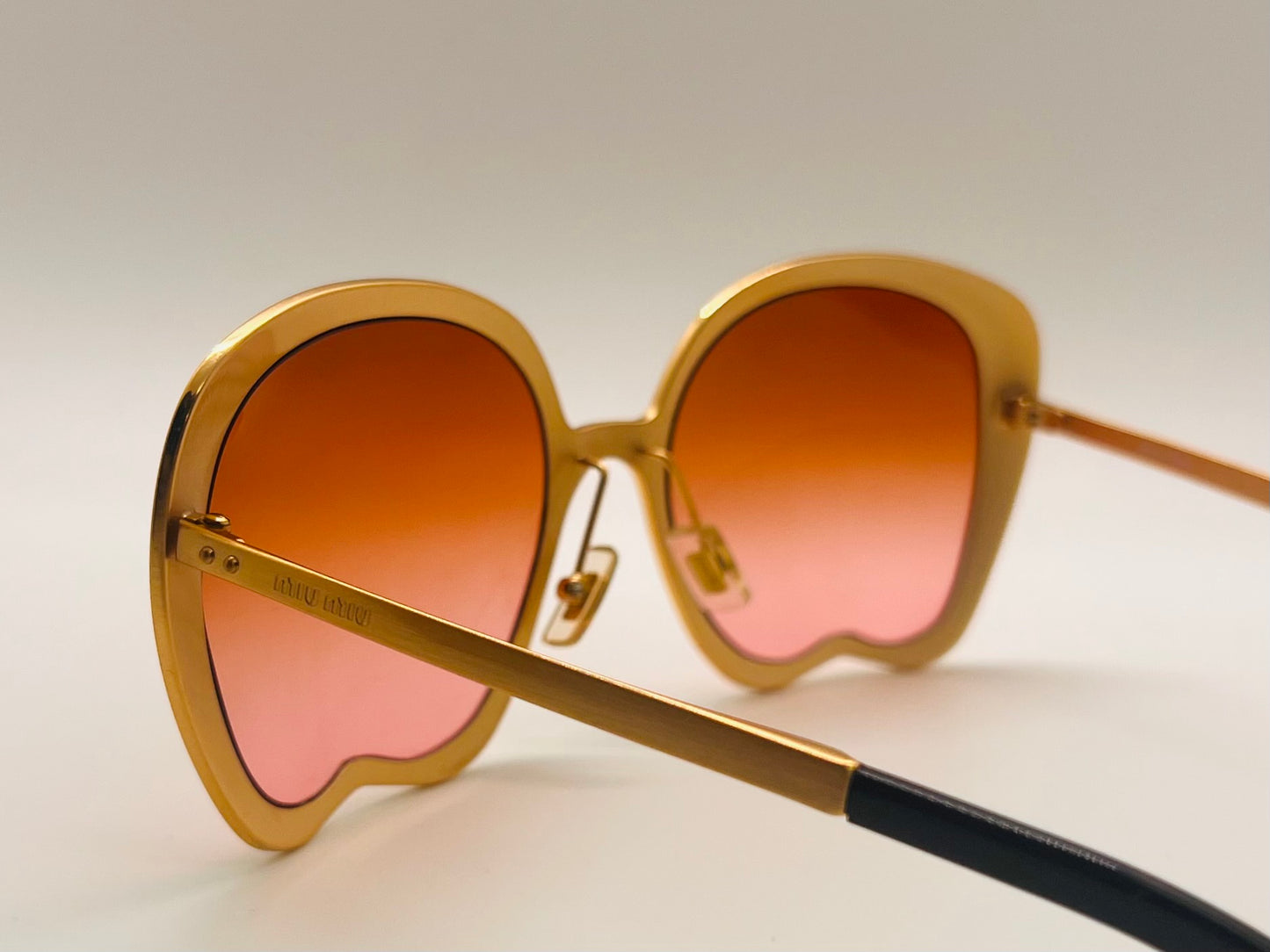 MIU MIU SMU54N JAZ Sun Wave Luxury Brass Sunglasses w/New Custom Gold to Rose Gradient Lenses