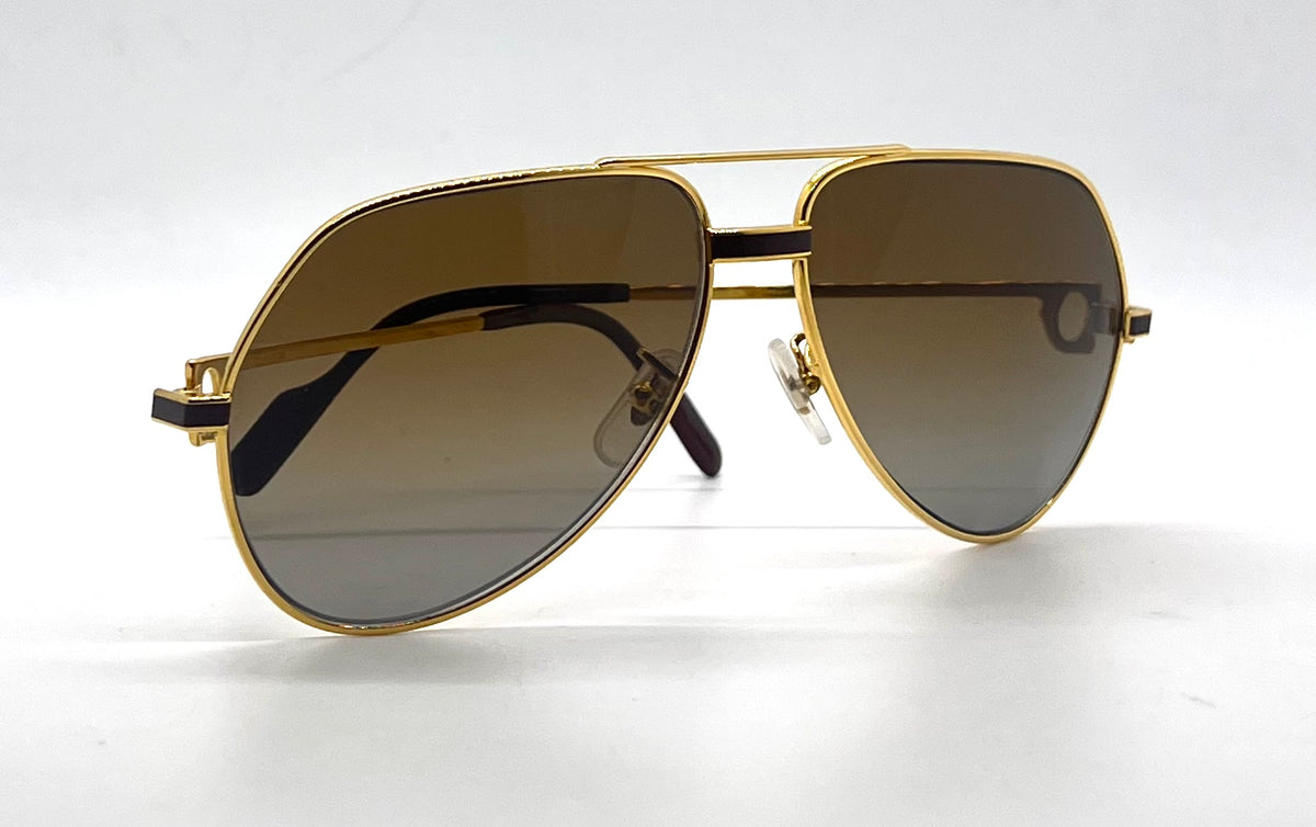 Cartier Vendome Laque Bordeaux 22K Gold-VINTAGE-New Custom Polarized Lenses