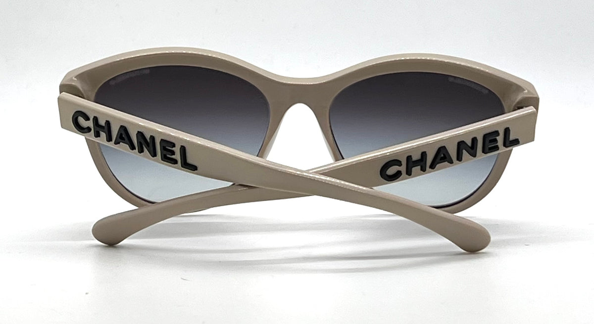 CHANEL 5458-A Beige Cat Eye Sunglasses Original Gradient Lenses Italy