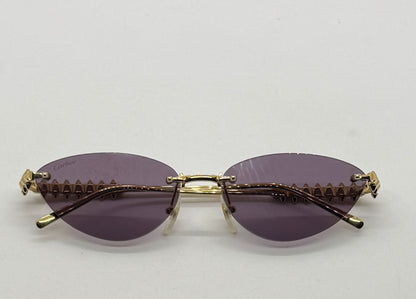 Cartier Clash de Cartier CT0543S 004 Gold Rimless Sunglasses-ZEISS Purple Lenses