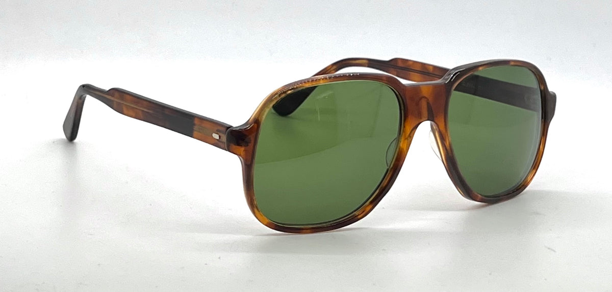 Tart Optical ACE HIGH-Vintage Amber Aviator Sunglasses-New Custom Green Lenses USA