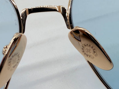 Chrome Hearts AM Gold Plated – Solid Light Blue Lenses – Deadstock Full Kit