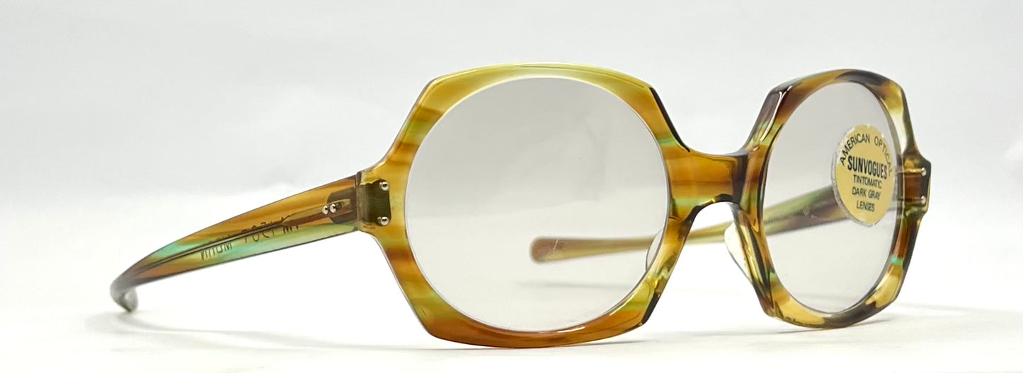 American Optical SunVogues HEX O Deadstock Tintomatic Dark Gray Lenses