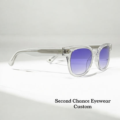 Garrett Leight Canter CR Crystal Sunglasses w/New Violet Fade Custom Lenses-47mm-New/Unworn