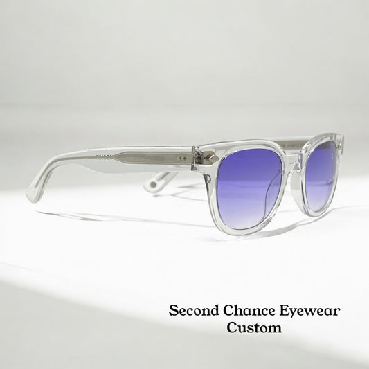 Garrett Leight Canter CR Crystal Sunglasses w/New Violet Fade Custom Lenses-47mm-New/Unworn