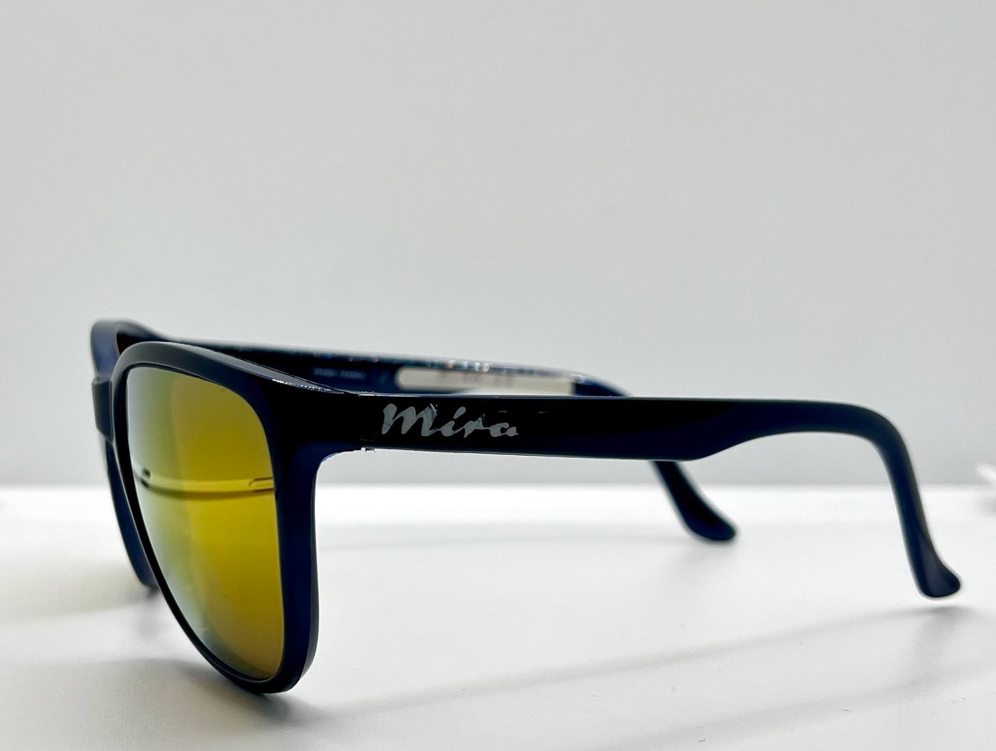 MIRA 10 VINTAGE Sunglasses Blue Frame-Yellow Mirrored Glass Lenses-Deadstock-France