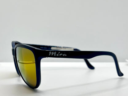 MIRA 10 VINTAGE Sunglasses Blue Frame-Yellow Mirrored Glass Lenses-Deadstock-France