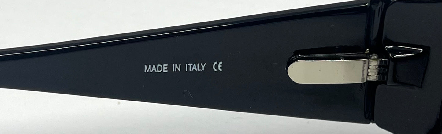 Lazi iTV 3 Vintage Sunglasses-Black Acetate w/ Silver Logo-Y2K Deadstock Italy