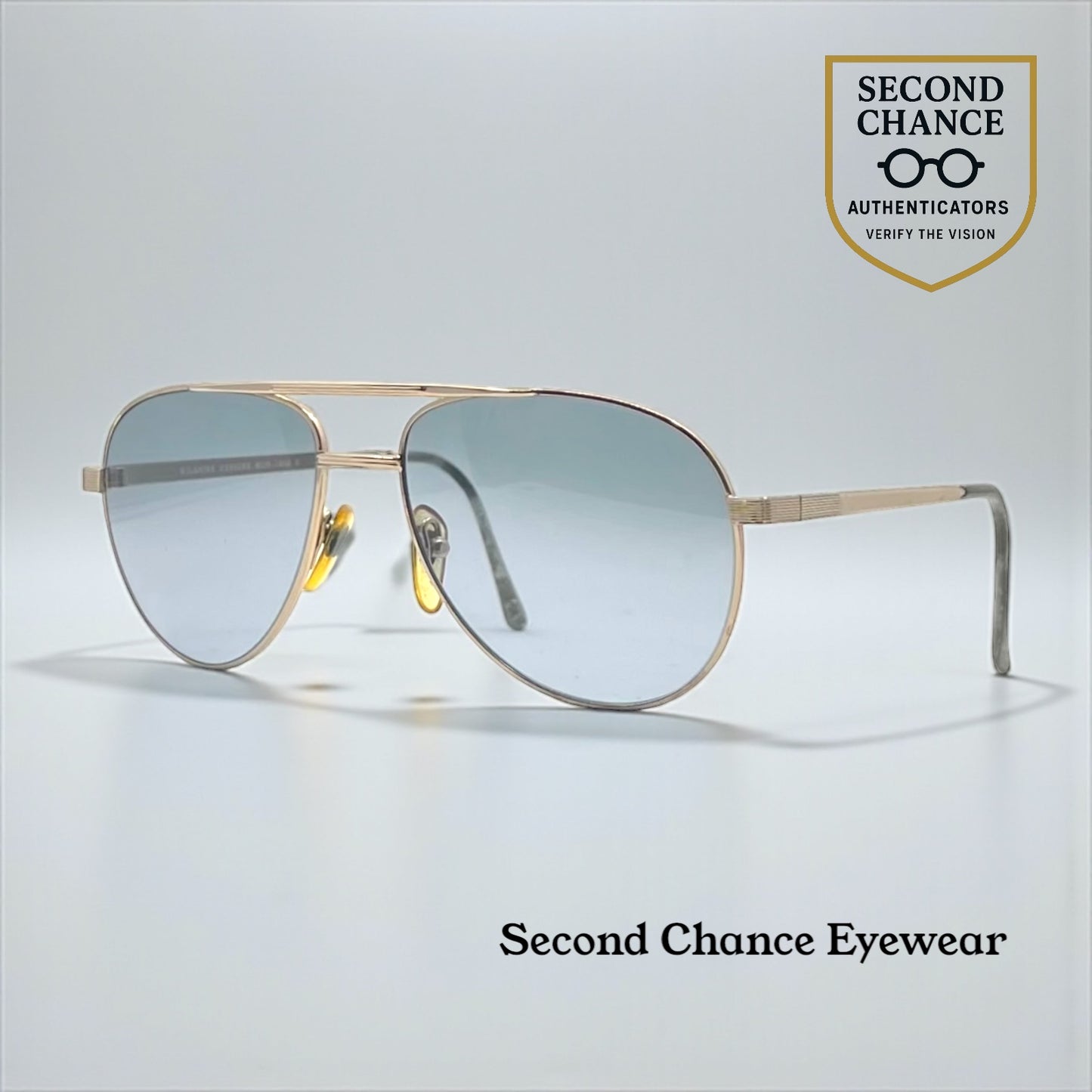 Wilshire Designs MOD-1202G Vintage Aviators w/New Steel Blue Custom Lenses