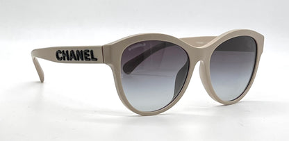 CHANEL 5458-A Beige Cat Eye Sunglasses Original Gradient Lenses Italy