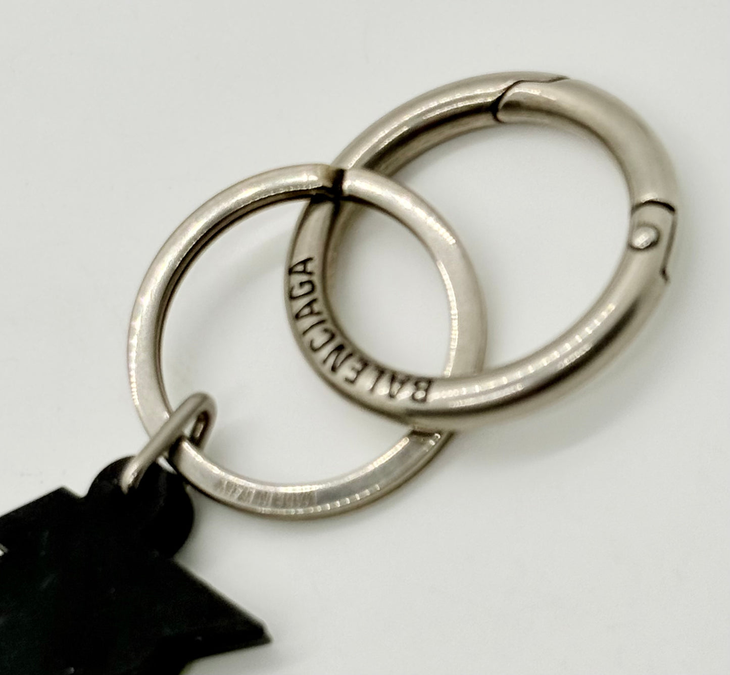 Balenciaga Logo Keychain-Neon Green Black-Silver Hardware-Authentic