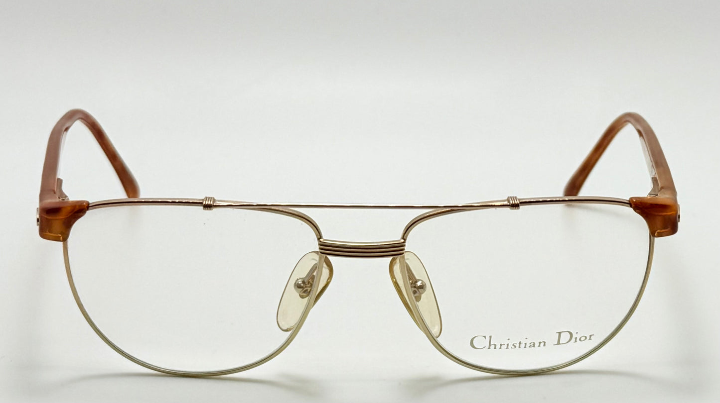 Vintage New/Deadstock Christian Dior 2722 10 Gold & Chestnut Frames – 54mm