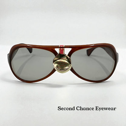 The 70s|80s Italian Sunglasses – Unworn Vintage Aviator Amber Acetate-Org. Lenses