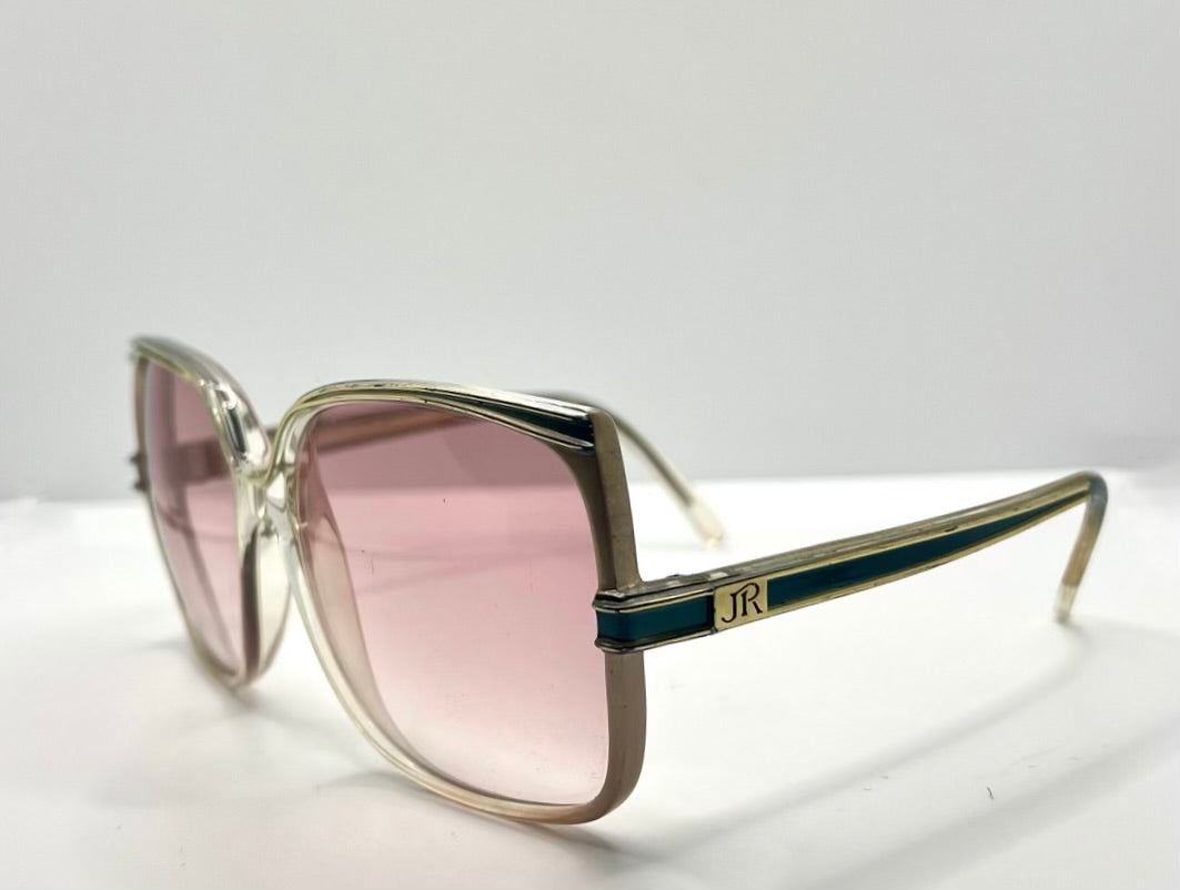 JEAN de PARIS 674/2 Vintage Sunglasses-Clear Frame Pink Lenses-France NOS