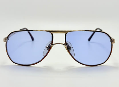 Vintage New/Deadstock Christian Dior 2553 41 Gold Plated Sunglasses with Custom Sky Blue Day/Night Lenses