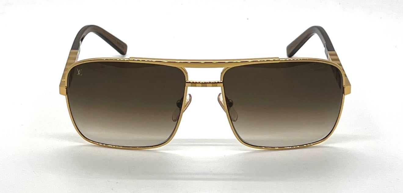 Louis Vuitton Z0259U Attitude Damier Gold Pilot Sunglasses Full Kit 59mm