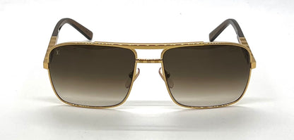 Louis Vuitton Z0259U Attitude Damier Gold Pilot Sunglasses Full Kit 59mm