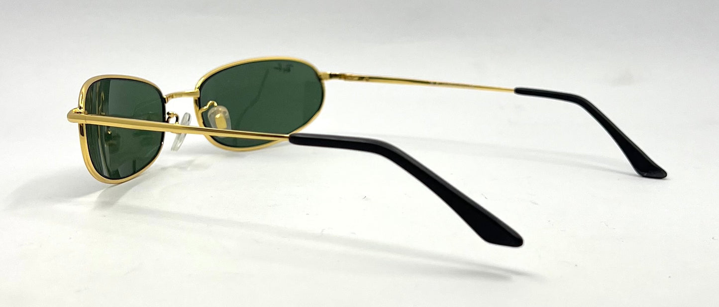 Ray-Ban RB8020 ORBS 001 Gold Oval Sunglasses-Green G-15 Glass-59mm-Italy