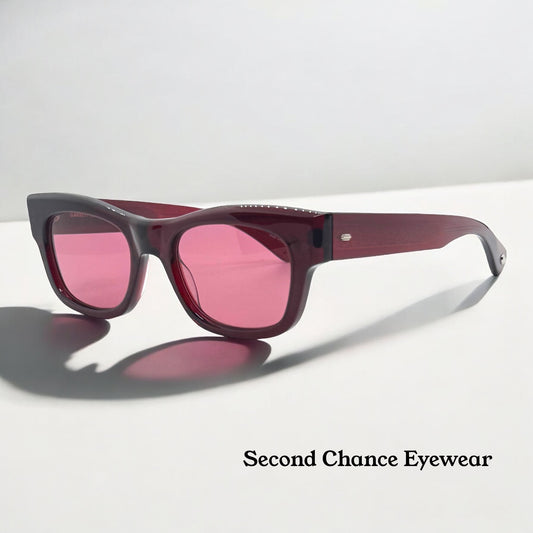 Garrett Leight WOZ MER 49[]21-Merlot Lilac Lens Sunglasses-New/Unworn-Full Kit