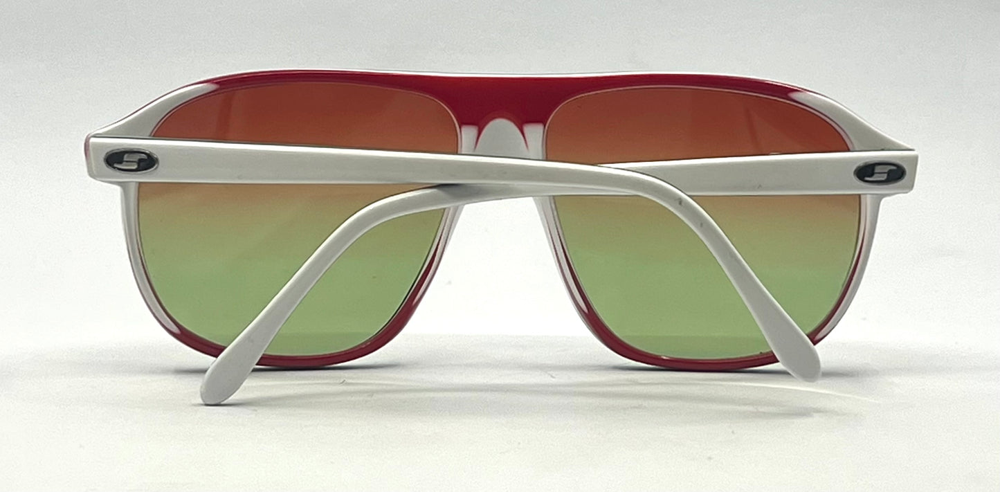 Safilo HIT 26 VINTAGE White Sunglasses-New Red/Green CUSTOM Gradient Lenses