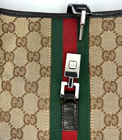 Gucci-Vintage Jackie GG Canvas Shoulder Bag-Green/Red Web-Italy