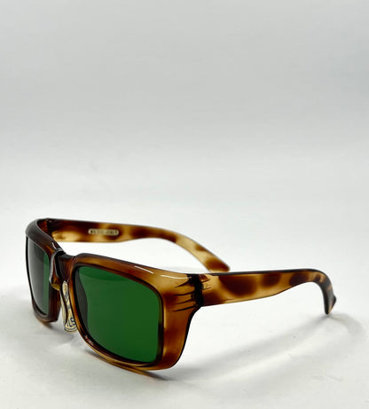 Nilsol Italy-Vintage Sunglasses-Tortoise Acetate W|Org. Green Lenses-Unworn