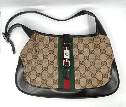 Gucci-Vintage Jackie GG Canvas Shoulder Bag-Green/Red Web-Italy