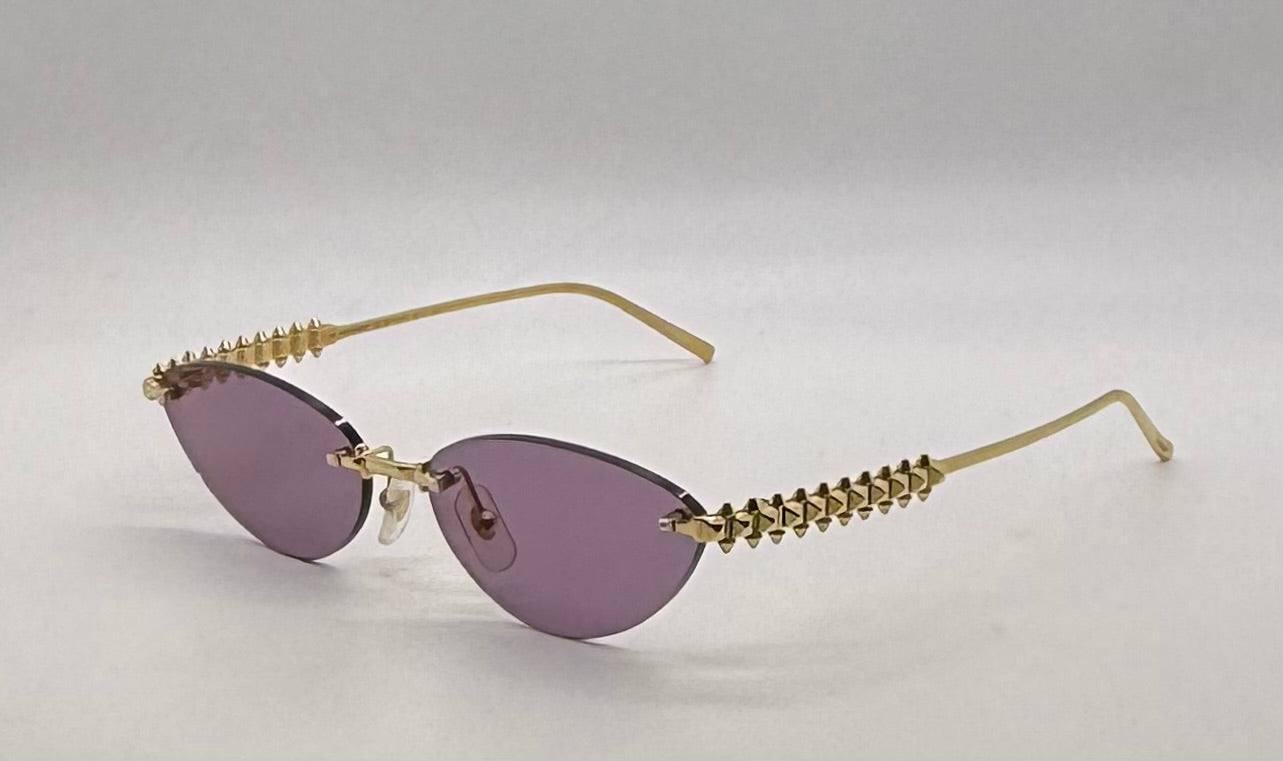 Cartier Clash de Cartier CT0543S 004 Gold Rimless Sunglasses-ZEISS Purple Lenses
