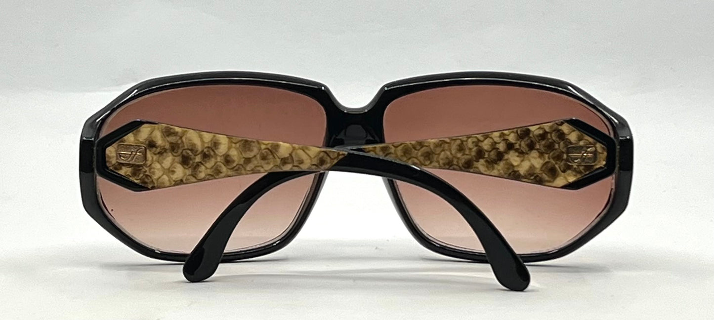 Jacques Fath 872-O Vintage Sunglasses-Exotic Snake Skin Temple-Unworn