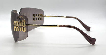 Miu Miu Aube MU 54YS-Gold Mauve Rimless Sunglasses-Unworn-Full Kit-Italy
