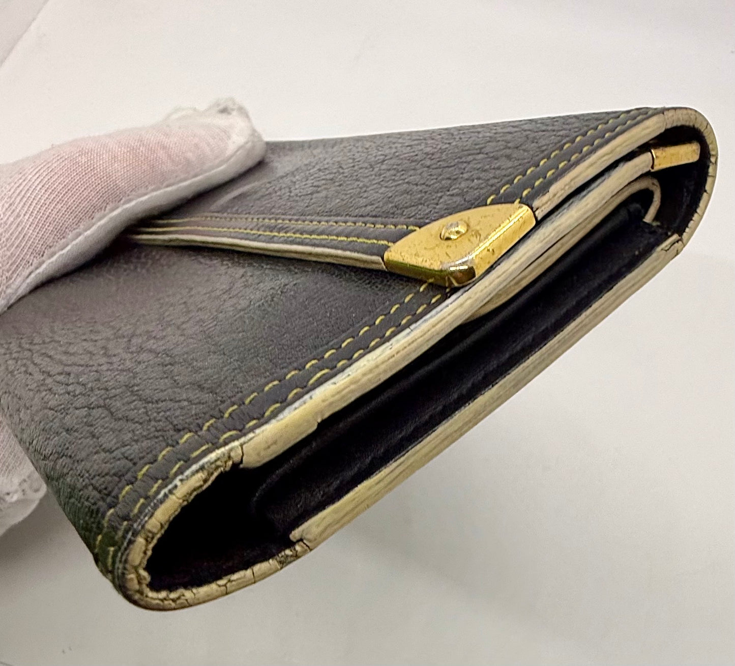 Louis Vuitton Vintage Navy Blue Leather Continental Long Wallet – France