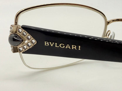 BVLGARI BB2157-B 376 Optical Frames Half Rim Gold Black Italy 55-17-135 w/ Case