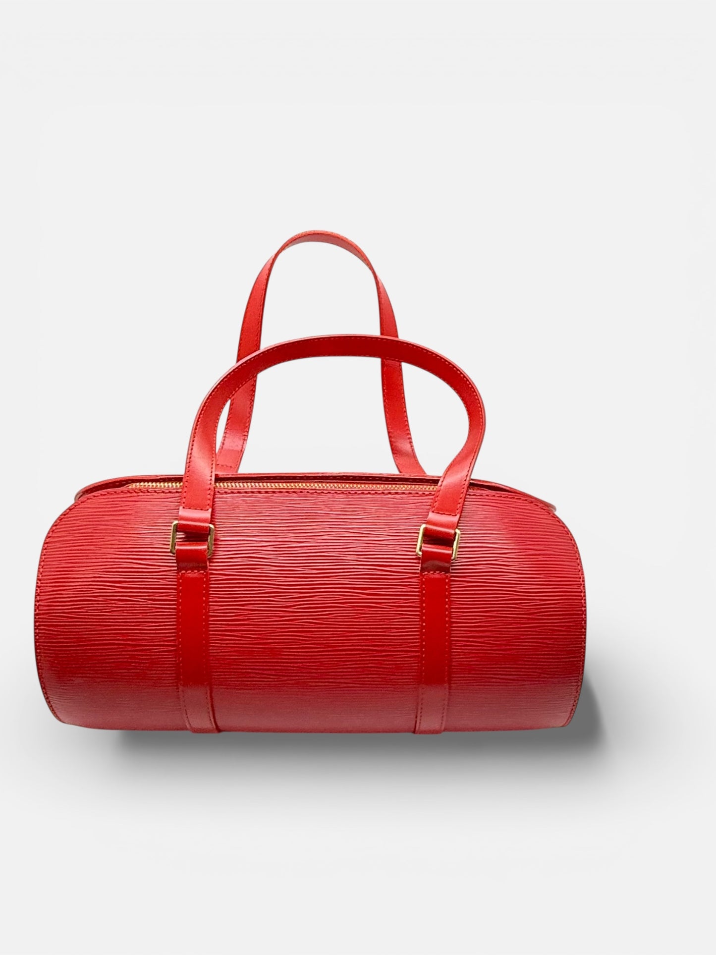 Louis Vuitton Red Epi Leather Barrel Handbag Papillon Made in France Authentic