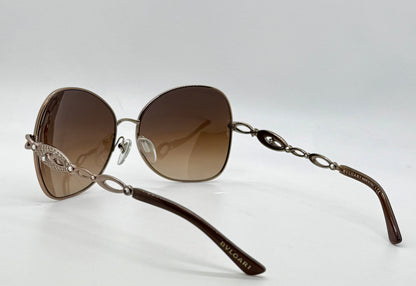 BVLGARI 6025-B Sunglasses-Crystal Temple-Brown Gradient Lenses-Unworn-Italy-60mm
