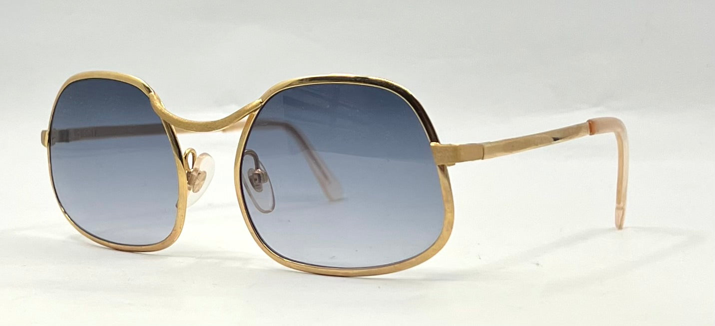 RPS Italy Gold Metal Vintage Sunglasses-New Blue Gradient Custom Tinted Lesnes