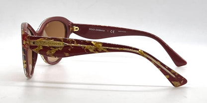Dolce & Gabbana DG4199 Red Gold Leaf Cat Eye Sunglasses Unworn New Lenses Full Kit