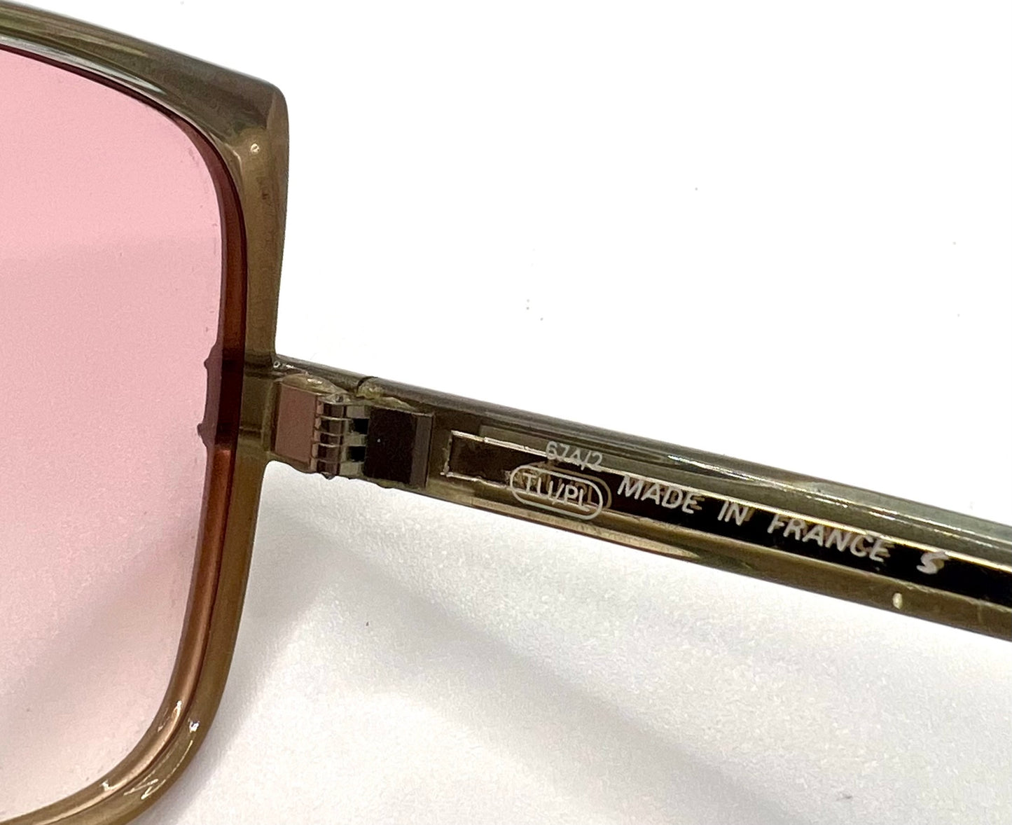 JEAN de PARIS 674/2 Vintage Sunglasses-Clear Frame Pink Lenses-France NOS