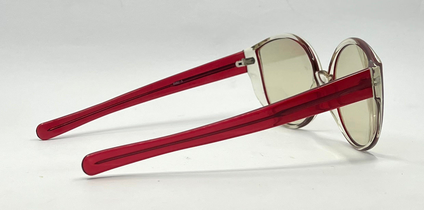 Luxottica Clear Red VINTAGE Sunglasses Unworn-w/New Custom Day/Night Lenses