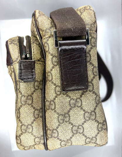 Gucci GG Monogram Canvas Double Zip Crossbody Messenger Bag Authentic