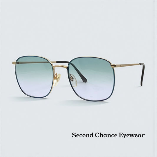 Hoya CP11 Vintage Gold Aviator Sunglasses-New Aqua Gradient Custom Lenses-Japan