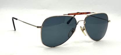 Safari II VINTAGE Aviator Sunglasses 60-15 Gold Metal Custom Blue Lenses