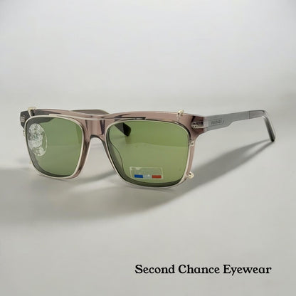 BRAND NEW/UNWORN Vuarnet VL1404 0004 Sunglasses – Translucent Grey Frames w/SX2000 Green Mineral Glass Clip-On Lenses